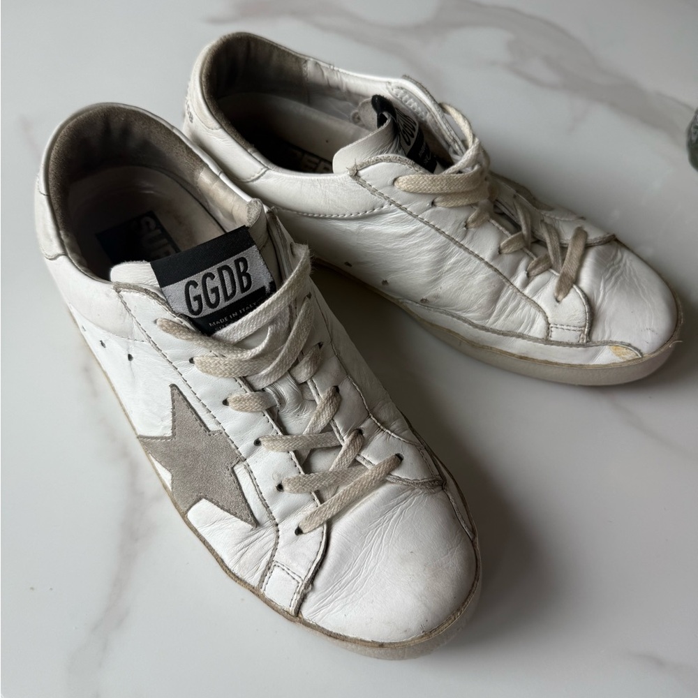 Golden Goose White and Gray Vintage Sneakers